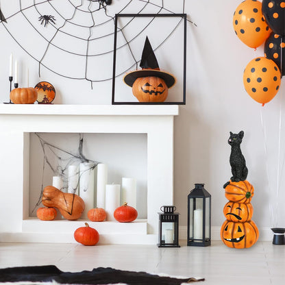Black cat and a bunch of pumpkins, Halloween collection