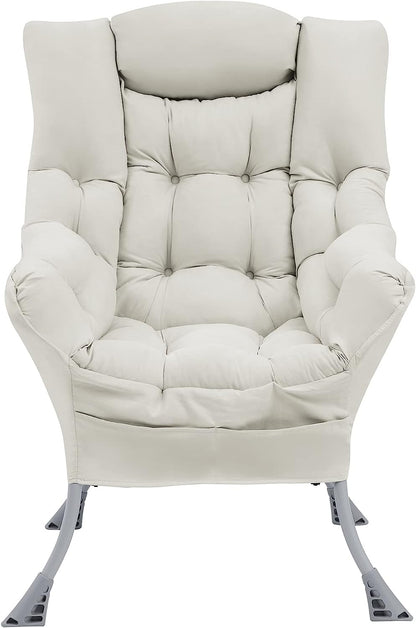 Living and More High Back Sofa Chair, Modern Fabric Lazy Chair, Accent Contemporary Lounge Chair, Cool Grey
